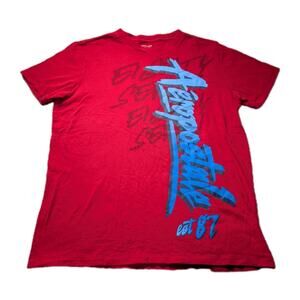 Aeropostale Graphic T-shirt~Mens Size M 87 Graffiti Tee Red